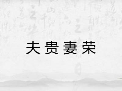 夫贵妻荣 夫贵妻荣