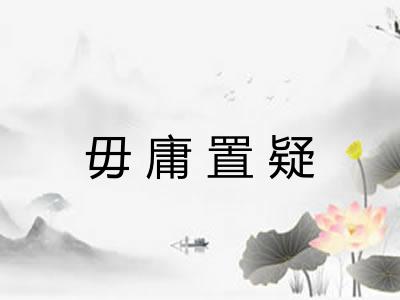 毋庸置疑 毋庸置疑